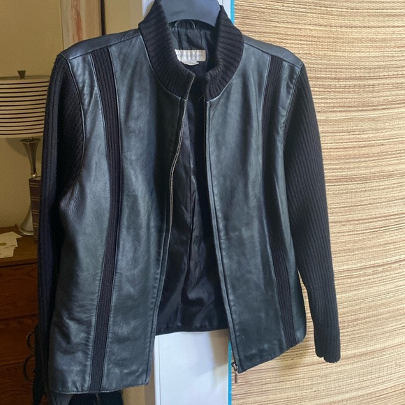 Worthington Ladies lined sweater collared and sleeved sport leather jacket Sz L - Picture 1 of 3